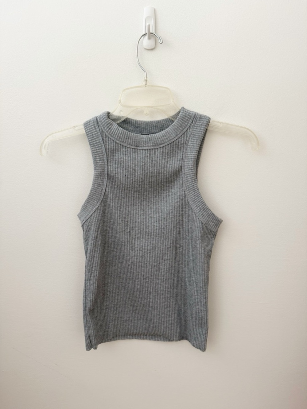 White Fox Rib-Knit Tank Top in Heather Gray